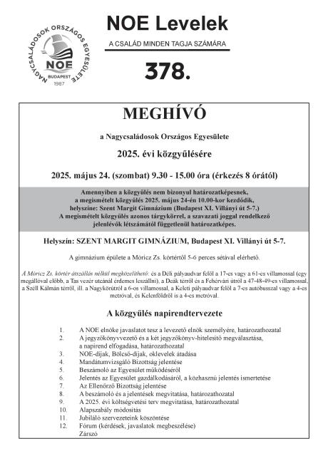 NOE Levelek 2025/2. - Közgyűlési szám